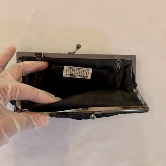 Carlo Fellini Beaded Black Clutch/Handbag! - Picture 10 of 10